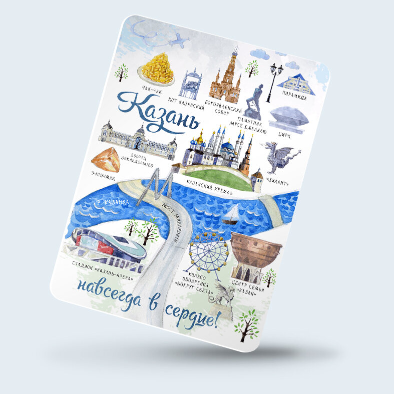 Открытки с достопримечательностями Казани и сувенирами.