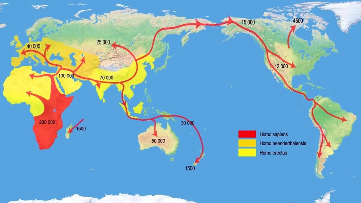 Карта расселения человека