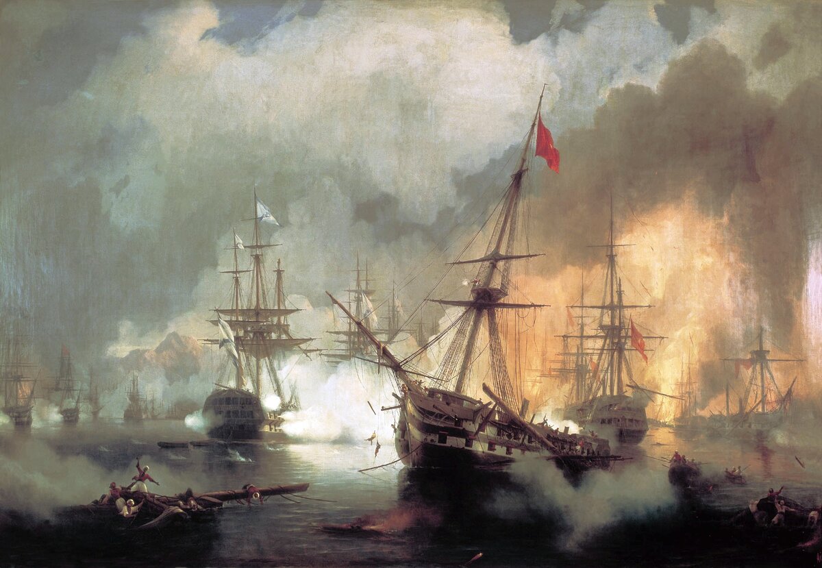 Наваринское сражение на картине Айвазовского. Public Domain, Wikimedia