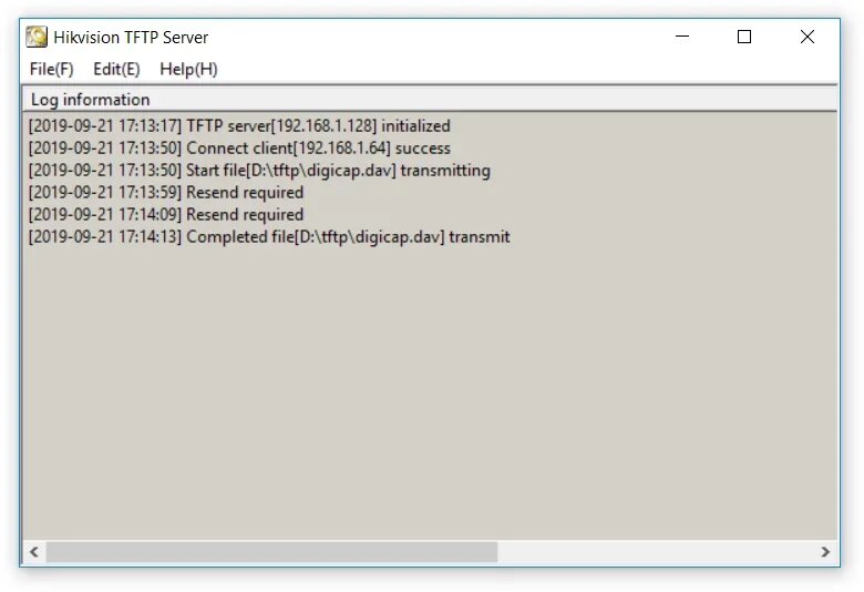 После появления последней строки TFTP нужно закрыть
