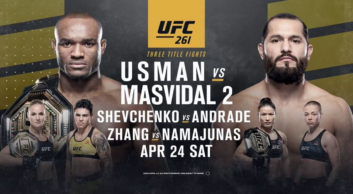 Турнир UFC 261 пройдет 25.04.21 VyStar Veterans Memorial Arena, Jacksonville (США). 