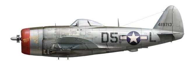 P-47D-28 (44-19713) "Miss Pussy IV" капитана Вальмора Бодро из 386-й истребительной эскадрильи