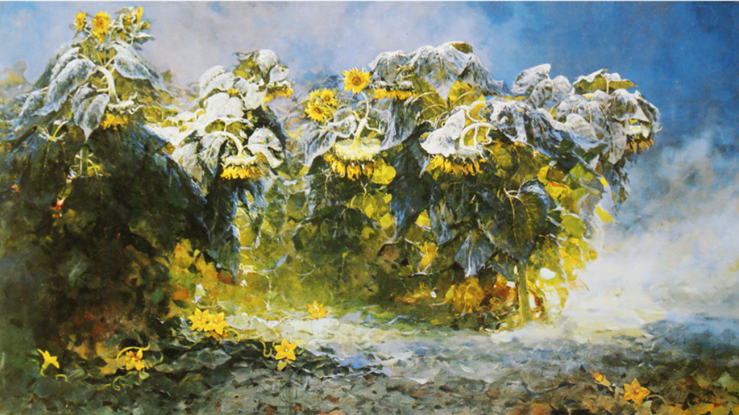 Фотография картины В. Ф. Сидорука "Подсолнечники после дождя" (из открытых источников)