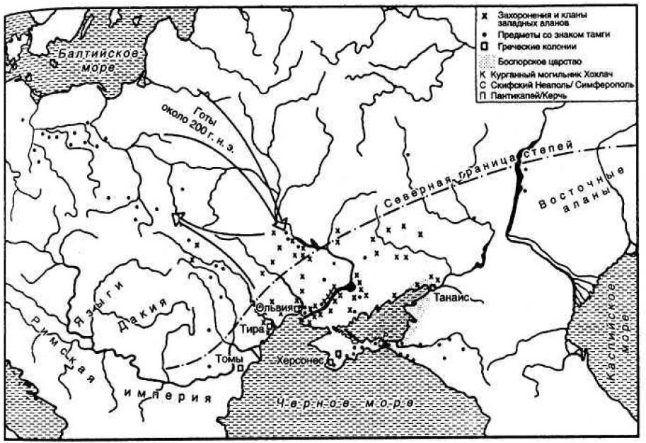 Карта расселения сарматских племен