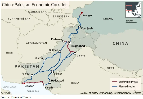 Экономический коридор Китай-Пакистан. Источник: Financial Times