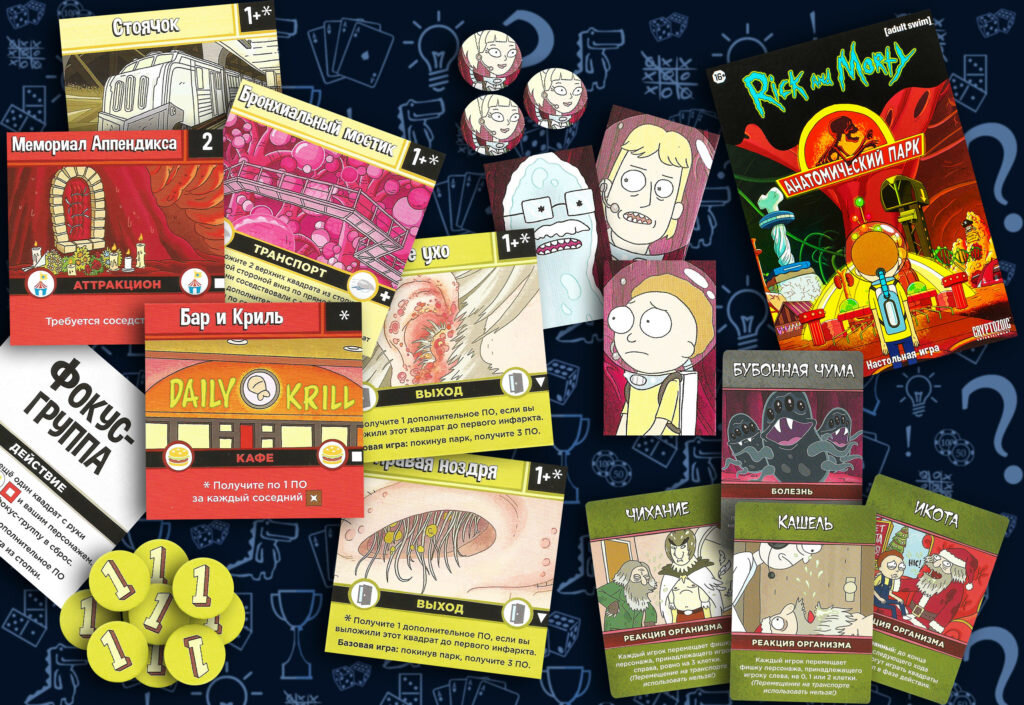 Содержимое Настольной игры Рик и Морти (rolethedice.ru Бросьте Кости)