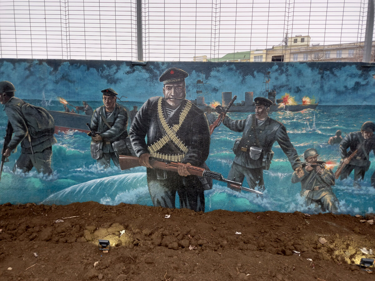 Картина на стене набережной Десантников, которая иллюстрирует события тех декабрьских дней