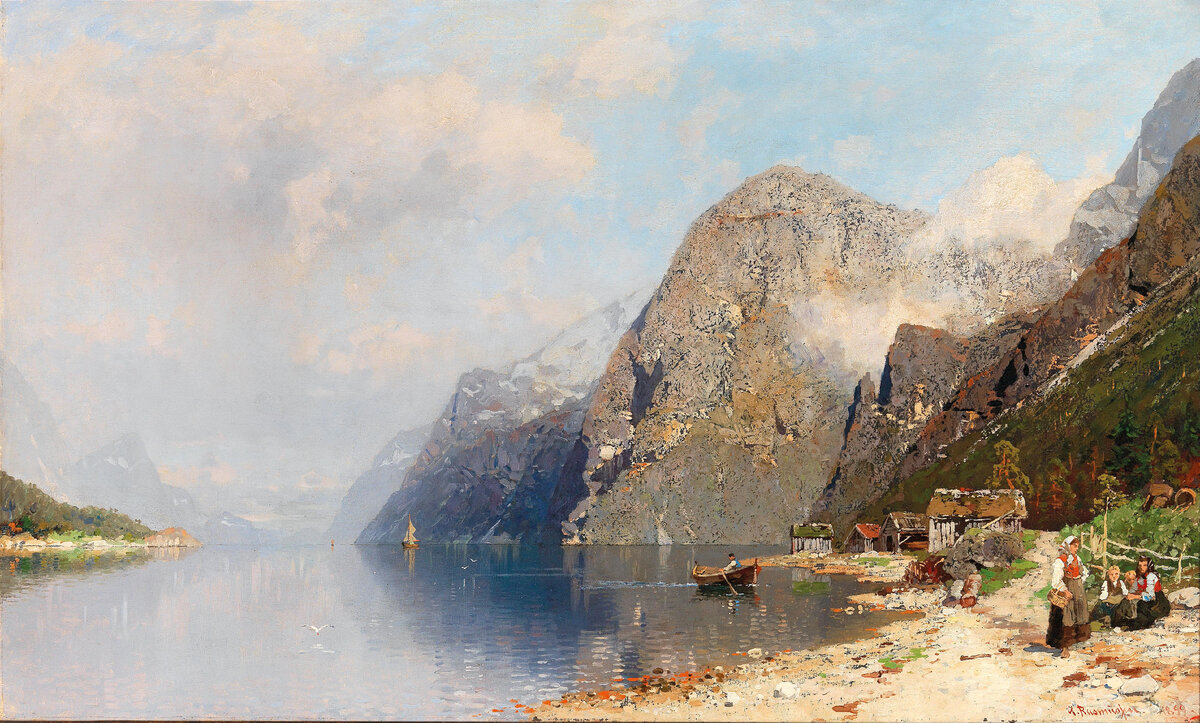 Расмуссен Георг, «Пейзаж фьорда», 1899, холст, масло, 76 х 125,5 см