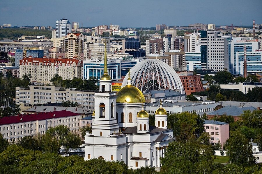 Храм на крови Екатеринбург с птичьего полета. Центр Екатеринбурга.