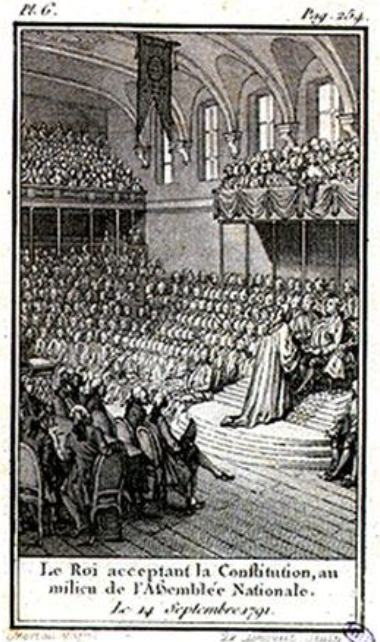 Людовик XVI присягает 14 сентября 1791 года конституции в Национальном собрании