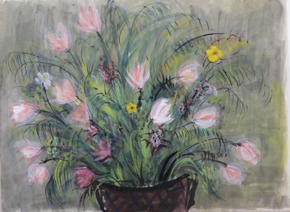 Ольга Гильдебрандт-Арбенина. Горшок с розовыми цветами.