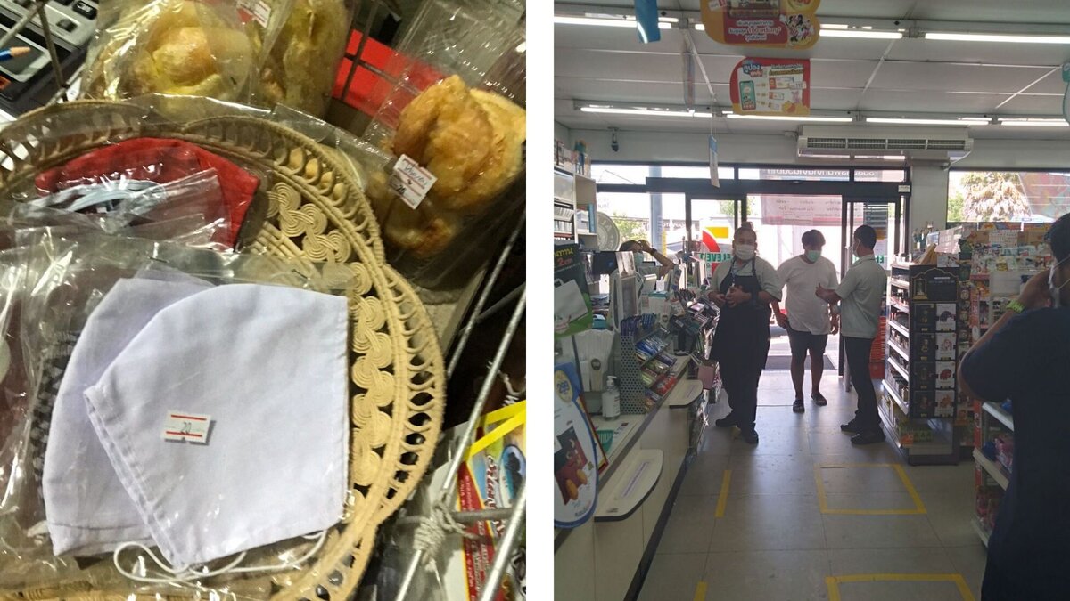 В магазинах продают маски, есть разметка для дистанцирования