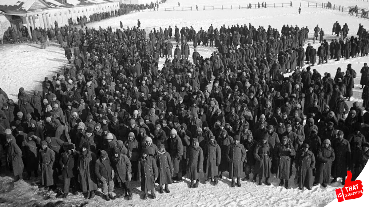 Сдавшиеся в плен немецкие солдаты 6-ой армии, 1942 год.
