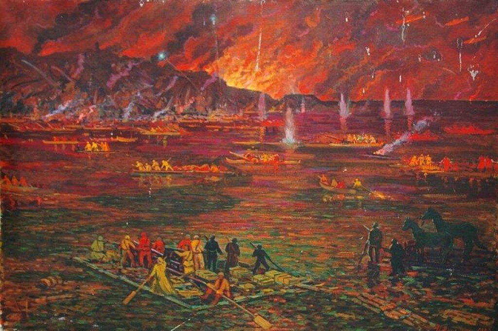 Ночная переправа через Днепр. 