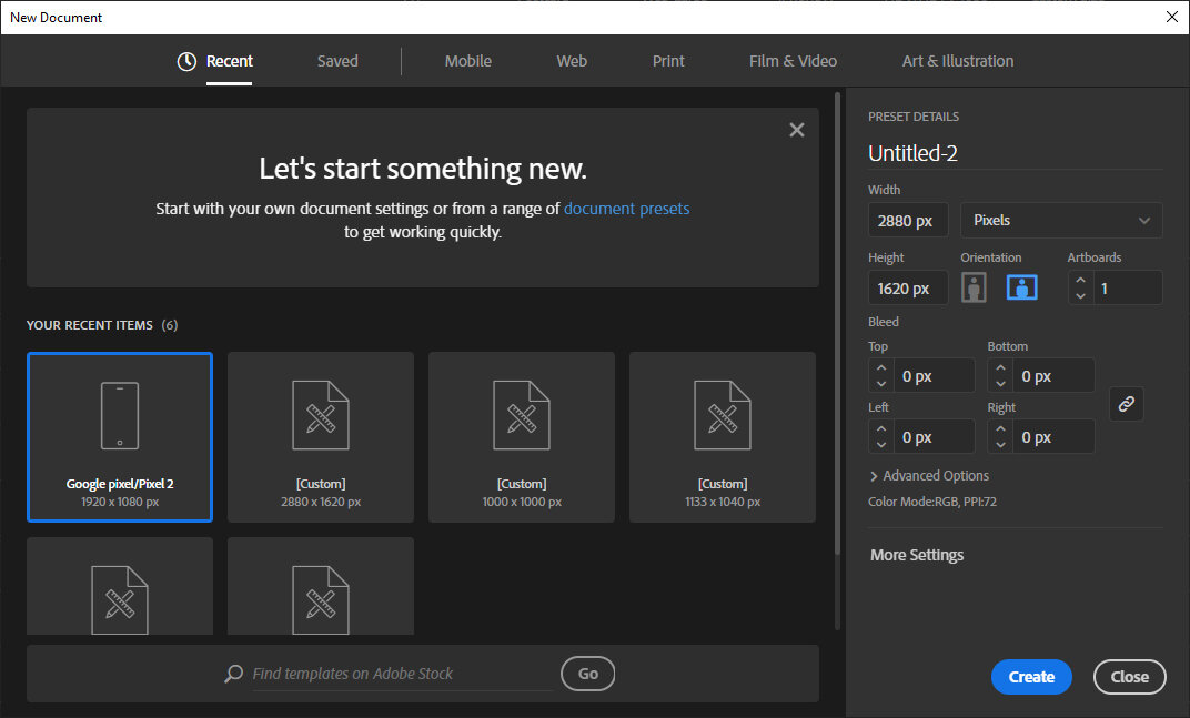 Создаем новый документ