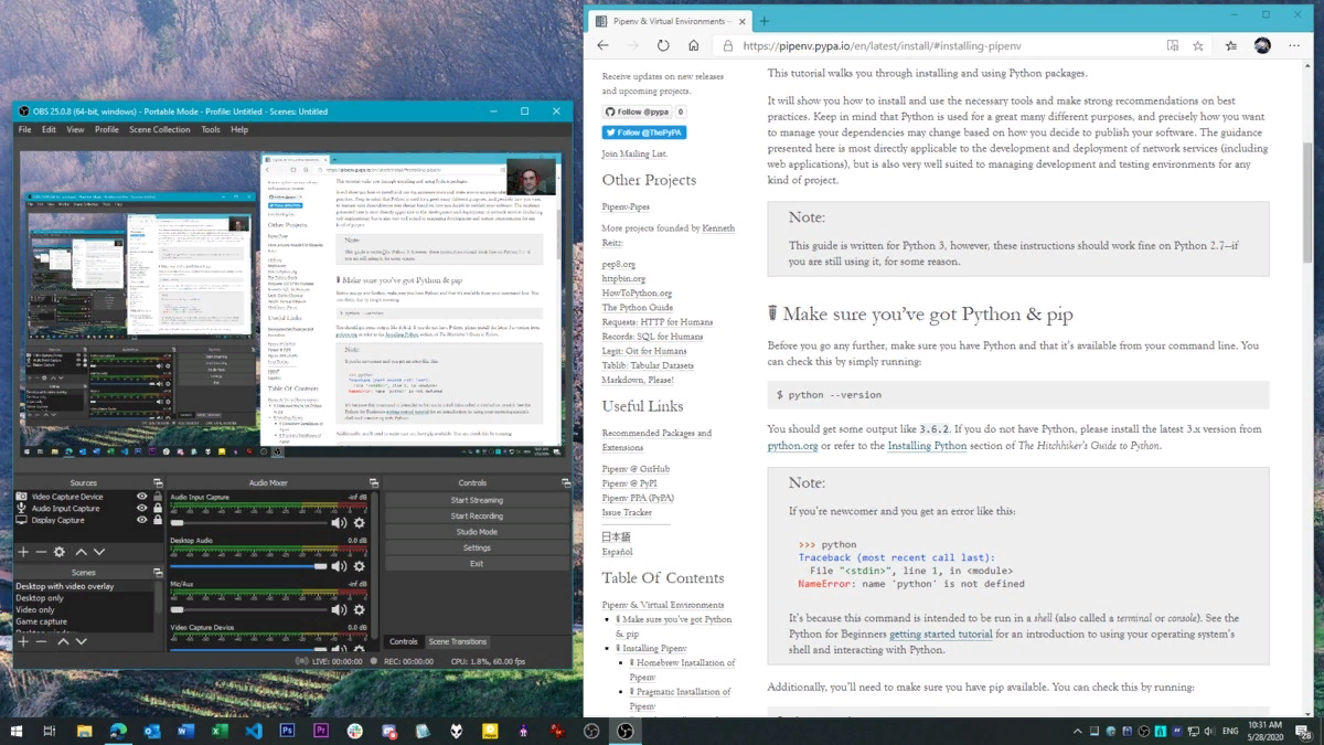 Настройка сеанса видеозахвата с помощью OBS Studio.