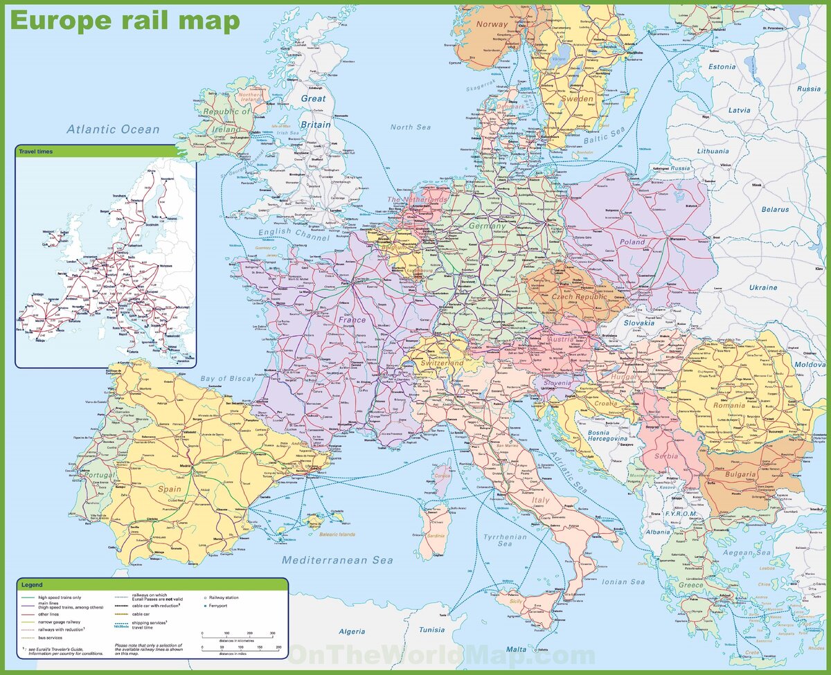 Карта железной дороги европы