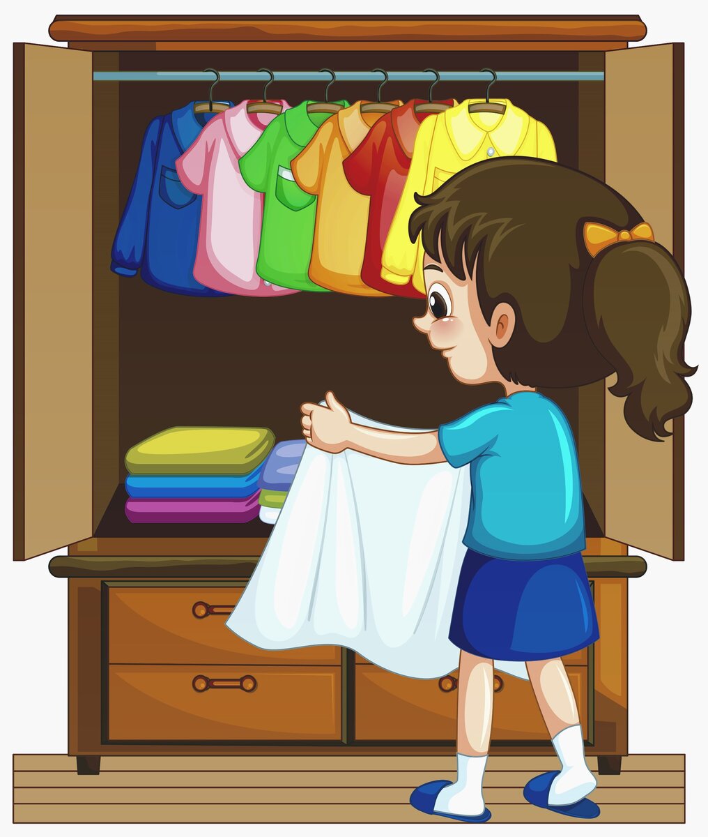 Складываем одежду в шкаф для детей