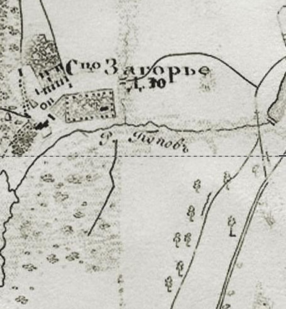 Деревня Загорье на карте 1878 года.