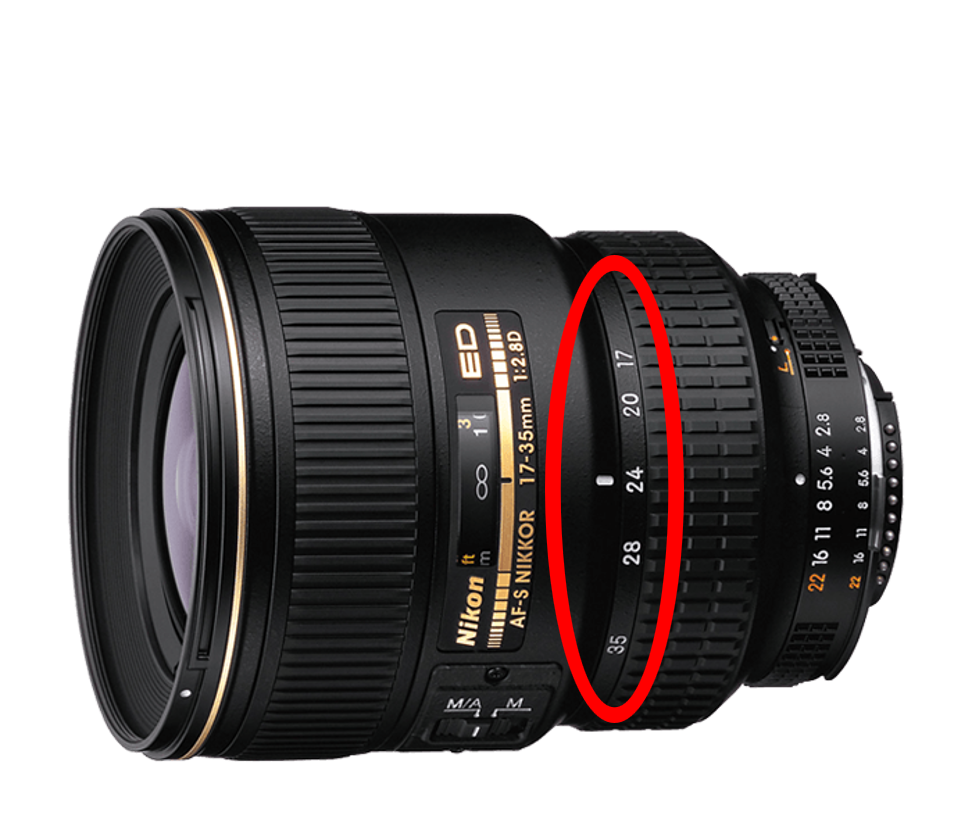 Шкала фокусных расстояний на объективе