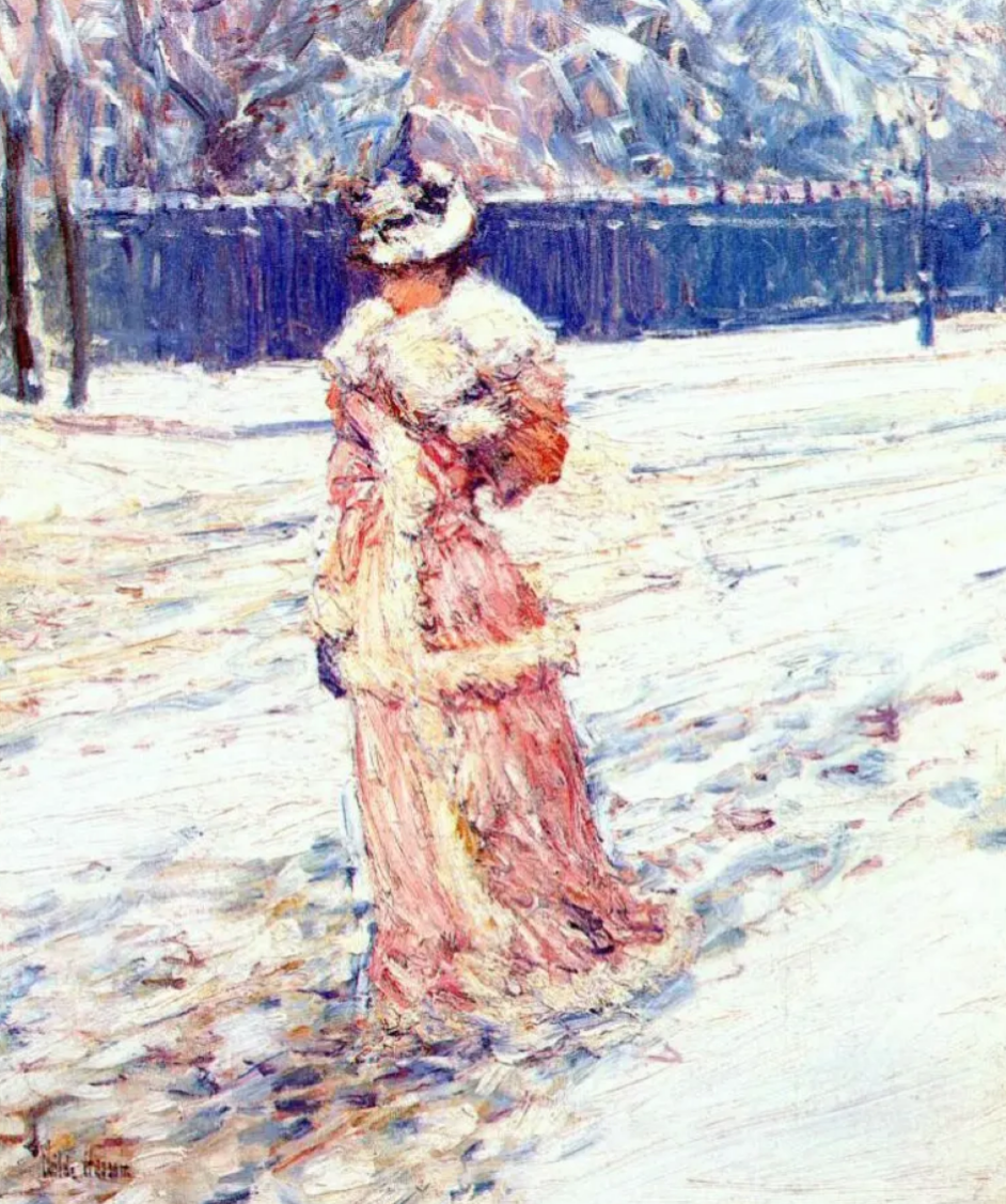 Фотография картины Ч. Гассама "Дама в розовом" (из свободных источников)