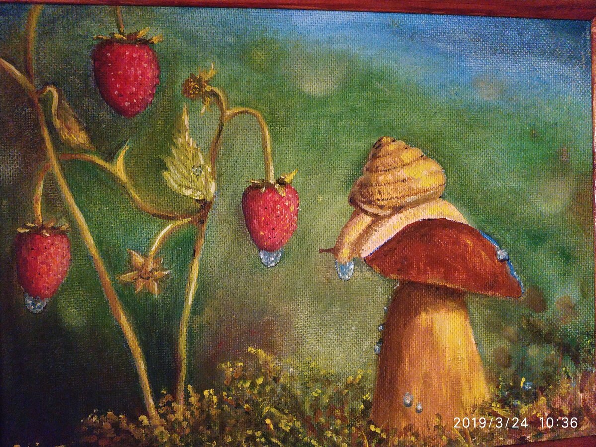 Улитка на грибе.