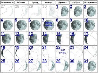 Вариант календаря с указанием полнолуний 