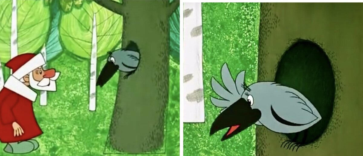 Кадры из м/фильма «Дед Мороз и лето» (Ворона)