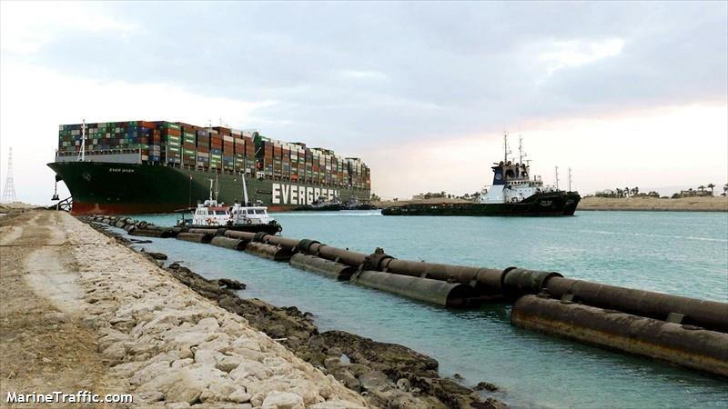 Как "Ever Given" застрял на Суэцком канала / Фото Marine Traffic