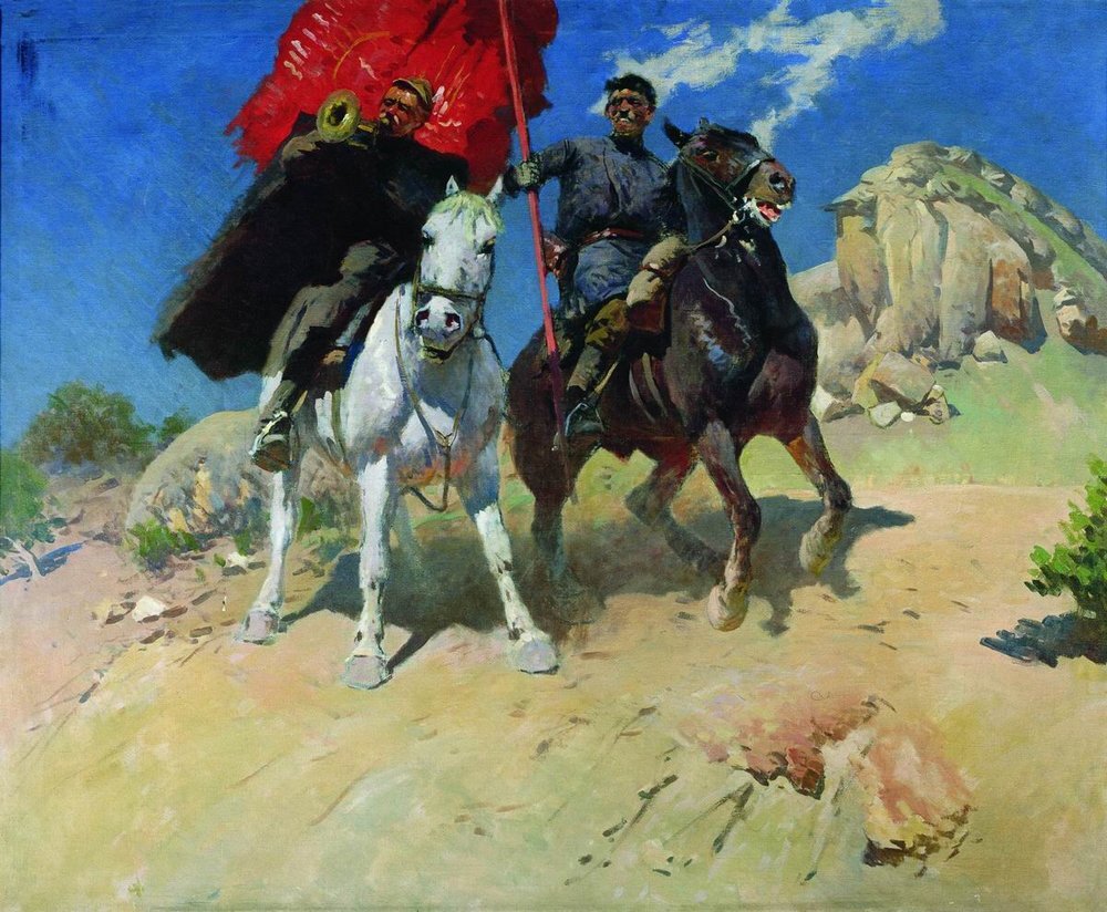 Греков М.Б. Знаменщик и трубач. 1934 // Экспозиция Центрального музея Вооруженных Сил 