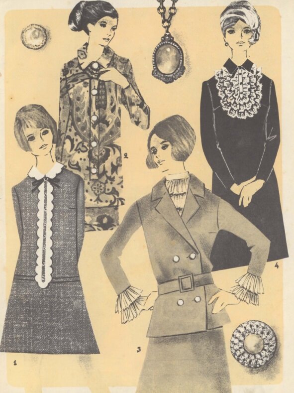 Нарядные платья. Рисунки Н.А. Голиковой, "Работница", 1968г, №11