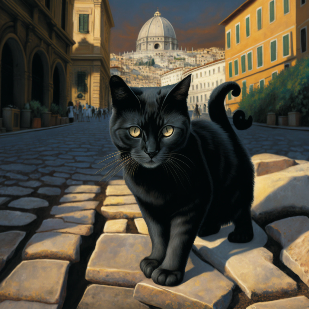 Позирую на мощеных улочках Рима