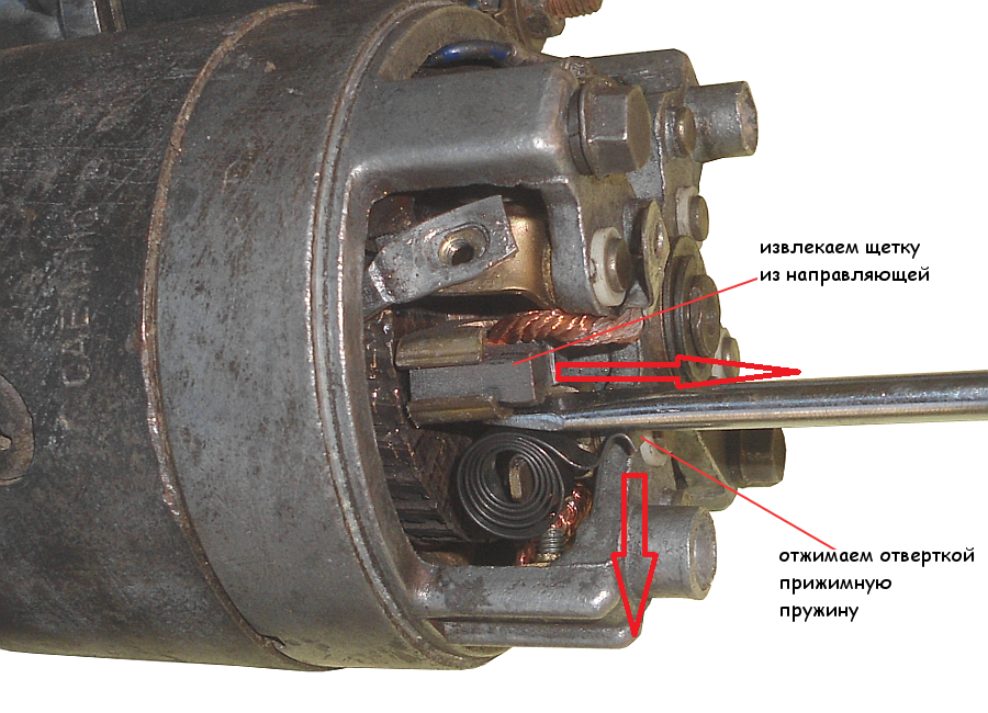 Замена щеток стартера