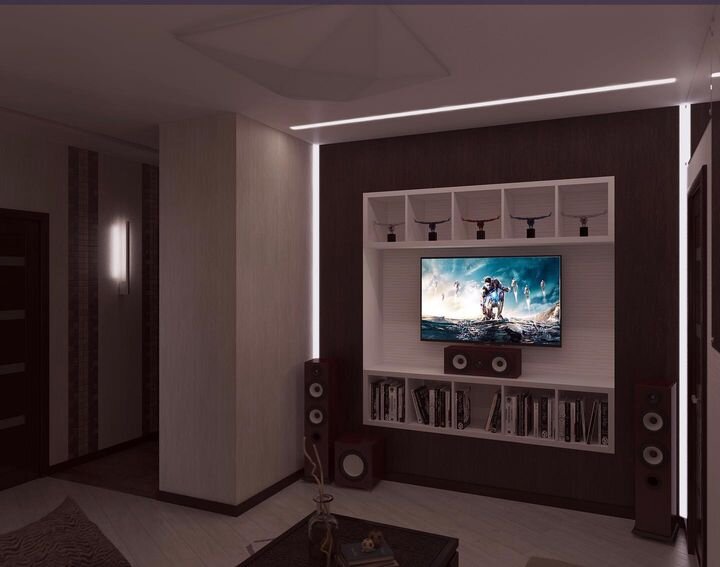 Гостиная и холл в стиле контемпорари