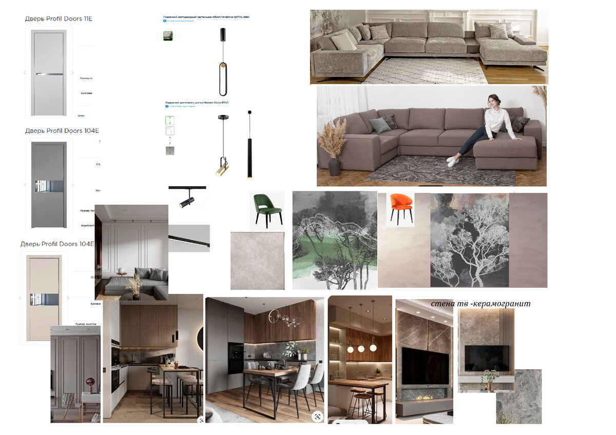 Стилевой коллаж, подбор материалов, мебели