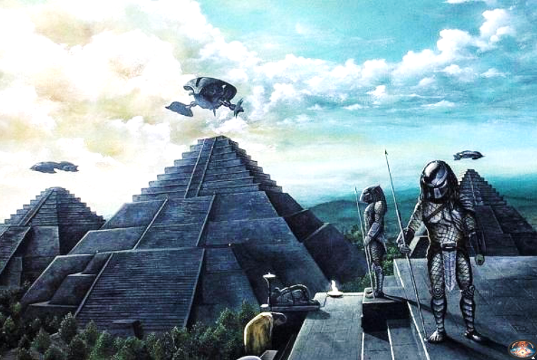 Хищник пирамида. НЛО палеоконтакт. Теория палеоконтакта древние пришельцы. Пирамиды арт. Пирамида фантастика.