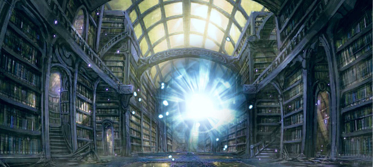 Существо в форме энергетической сферы в библиотеке тонкого плана