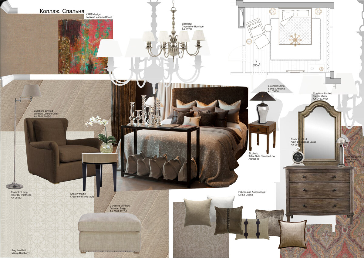 Коллаж спальни в Московской квартире