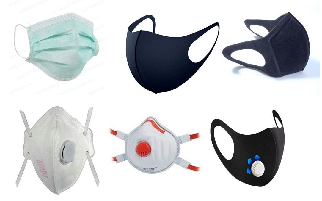 Типы защитных масок и масок-респираторов