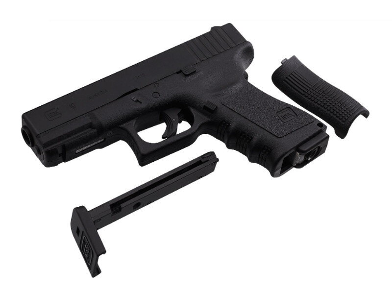 Магазин и задняя панель рукояти за которой размещается балончик с CO2 и шестигранник для подкручивания балона