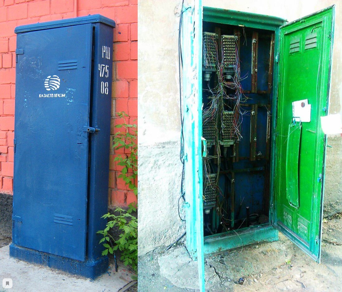 Уличные распределительные шкафы  в закрытом и раскрытом виде.
