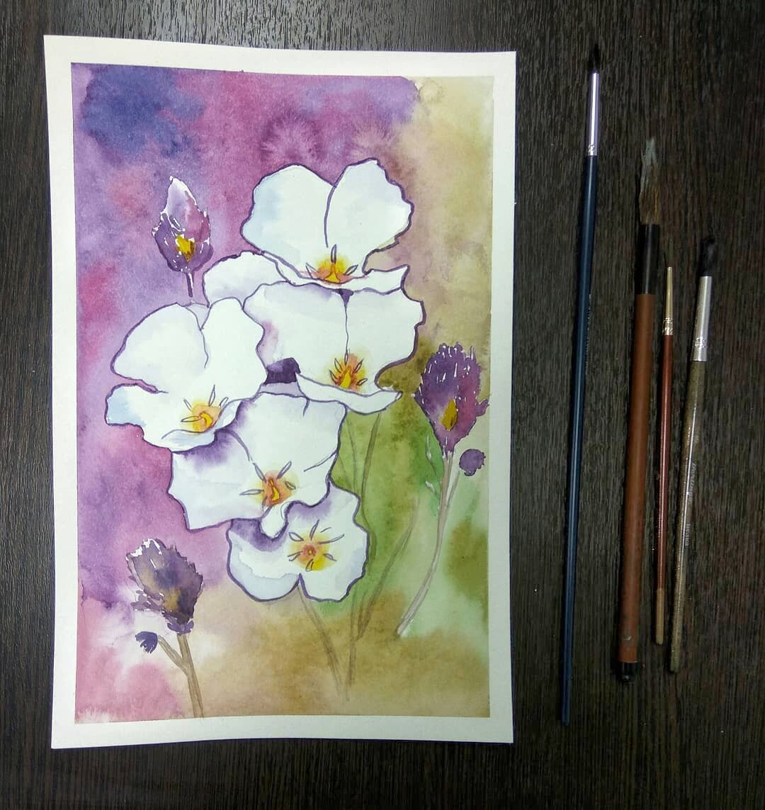 Как нарисовать белые цветы акварелью (описание всего процесса и  заключительное видео) | Акварель с Кирой Салимовой | Дзен