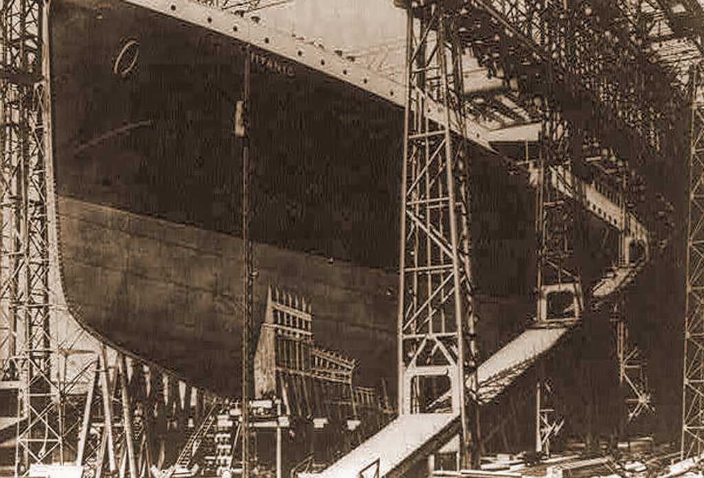 Титаник в стадии строительства.Библиотека Конгресса