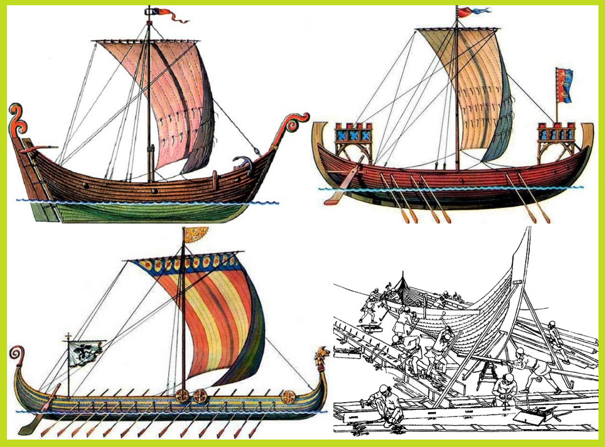 Три ладьи. Варяжская Ладья Драккар. Корабли норманнов Кнорр. Древнерусская Ладья. Корабль Ладья древней Руси.
