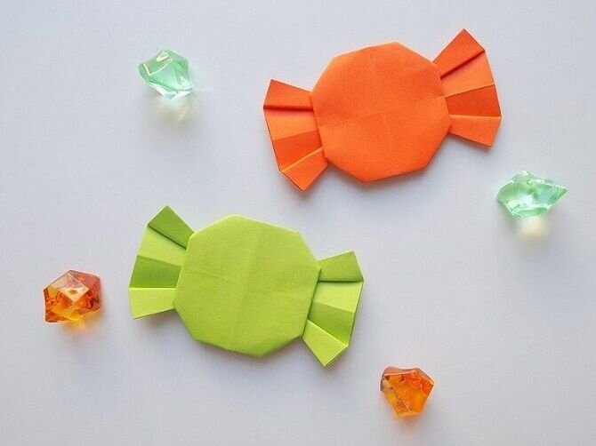 5 вариантов оригами-конфеток из бумаги