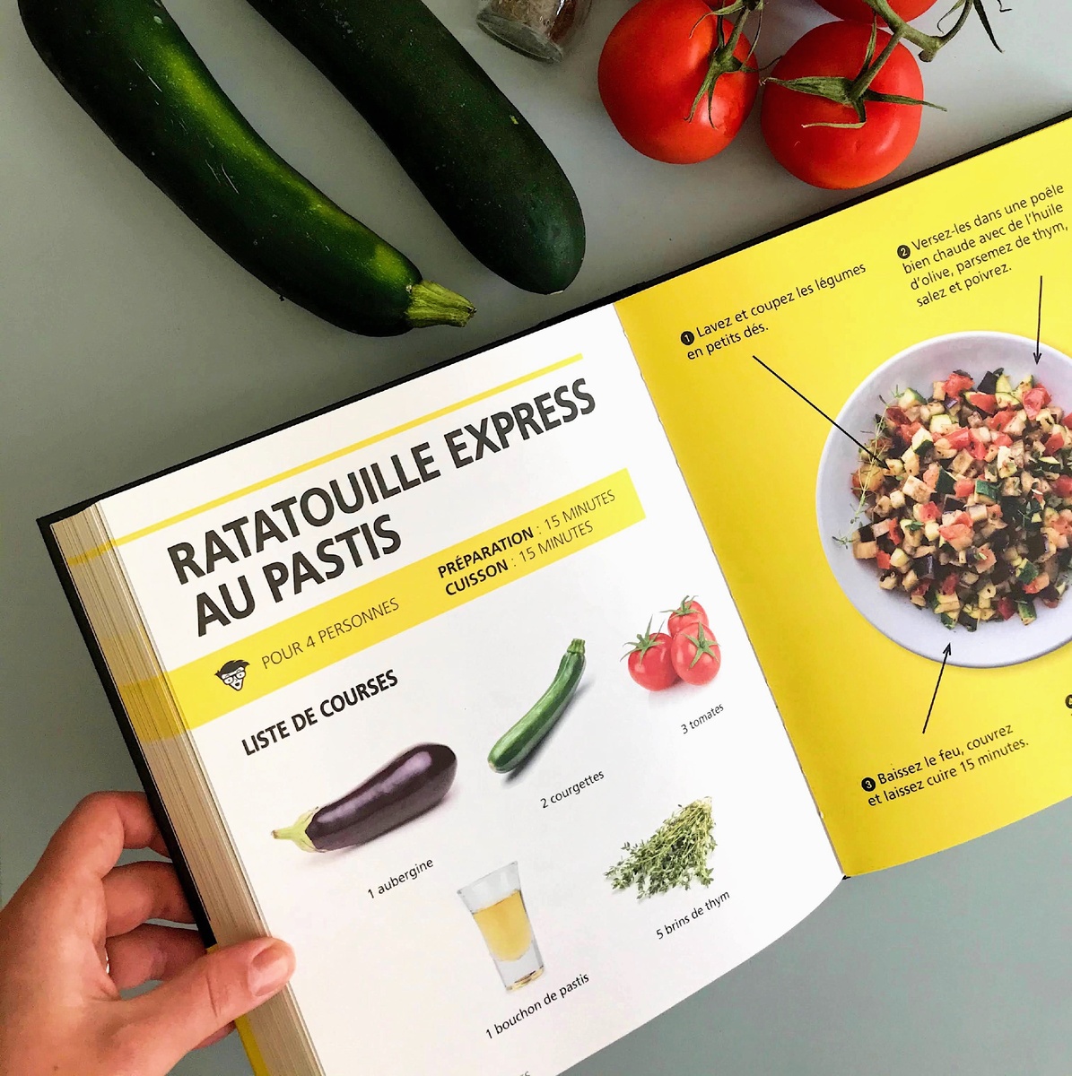 Фото кулинарной книги, список ингредиентов на французском