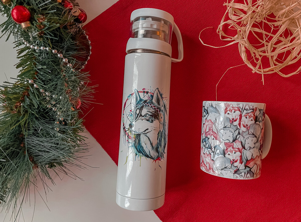 Это мои любимые кружка и термос от Кати