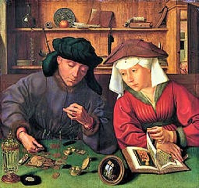Квентин Массейс. Меняла с женой. Картина 1514 г.