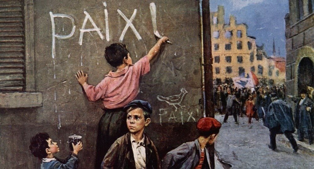 Дети расклеят. Картина Решетникова за мир. Paix картина Решетникова