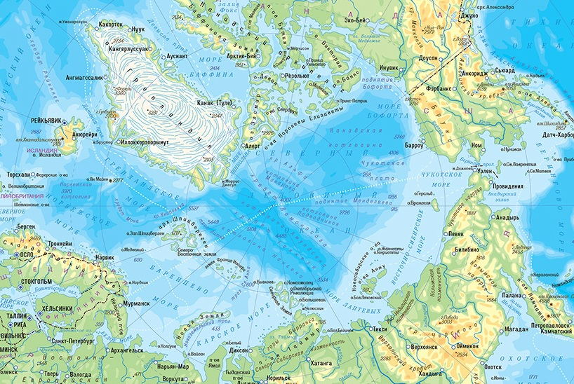 Карта арктики россии географическая